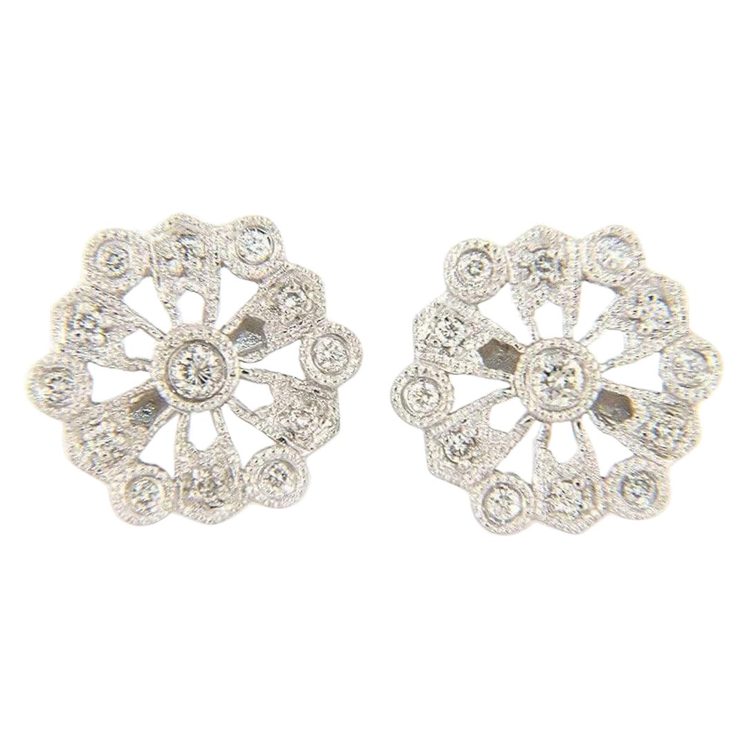 0.17ctw Diamond Snowflake Stud Earrings in 14K White Gold For Sale