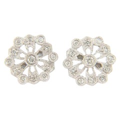 0.17ctw Diamond Snowflake Stud Earrings in 14K White Gold