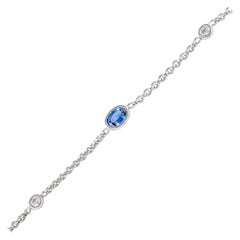 Alexander 2.96 Carat Sapphires & Diamonds by the Yard Bracelet 18k White Gold