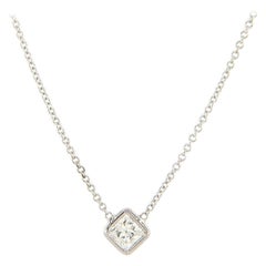 0.38ct Princess Diamond Solitaire Pendant Necklace in 14K White Gold