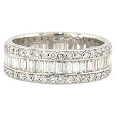 2.05ctw Baguette and Round Diamond Eternity Band Ring in 14K White Gold