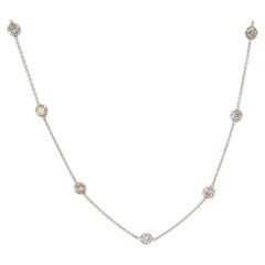 0.92ctw Diamond Station Necklace in 18K White Gold