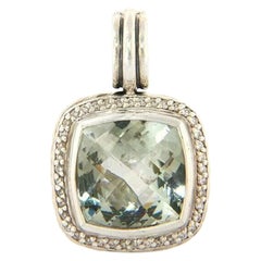 David Yurman Green Quartz & Diamond Pendant in Sterling Silver