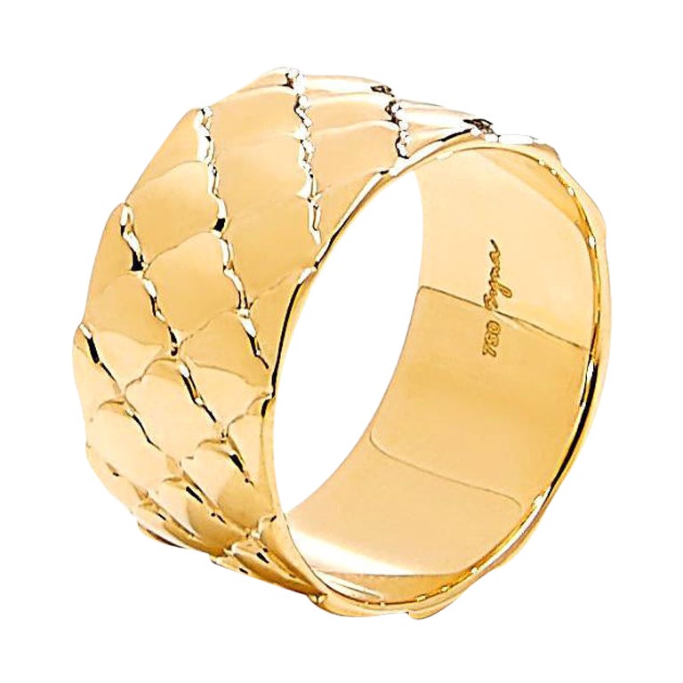 Syna Yellow Gold Mogul Textured Ring For Sale