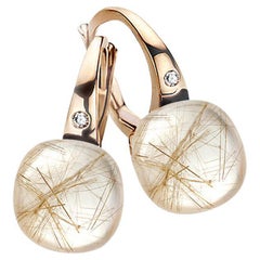Rutile Quartz Earrings in 18tk Rose Gold by BIGLI