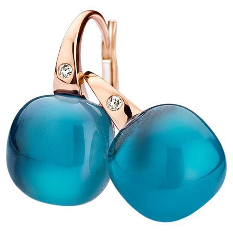 Blue Topaz Earrings in 18kt Rose Gold by BIGLI For Sale