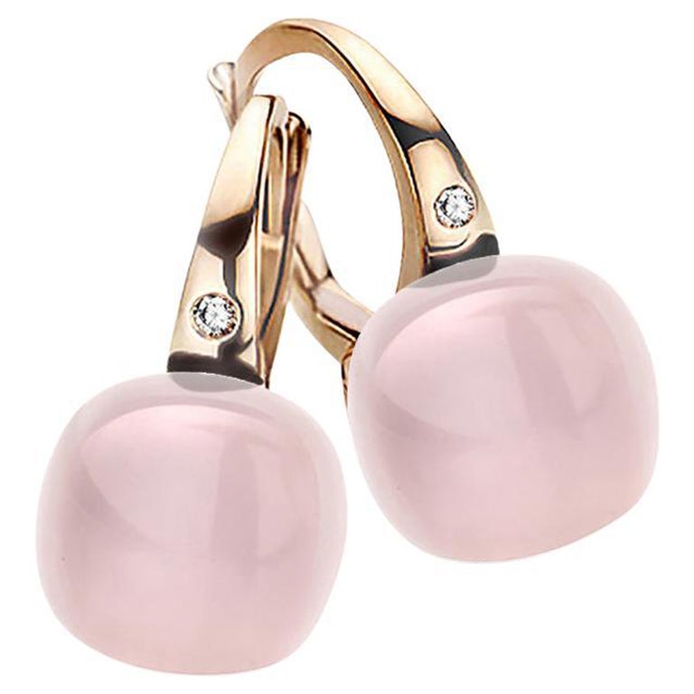 Pink Quartz Earrings in 18kt Rose Gold by BIGLI For Sale