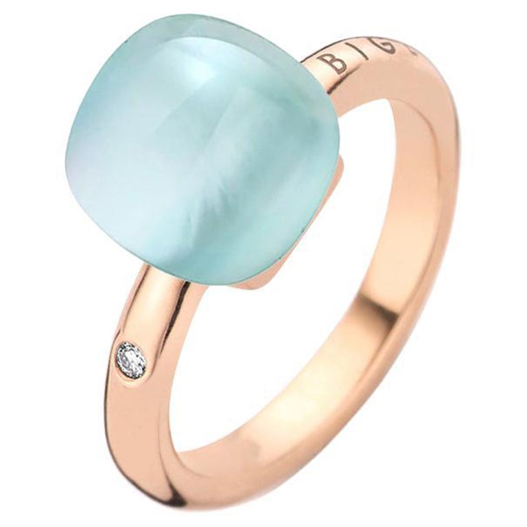 For Sale:  Turquoise and Rock Crystal Ring in 18kt Rose Gold by BIGLI