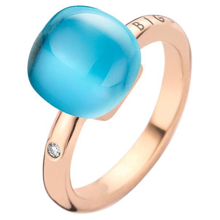 For Sale:  Blue Topaz and Turquoise Ring in 18kt Rose Gold by BIGLI