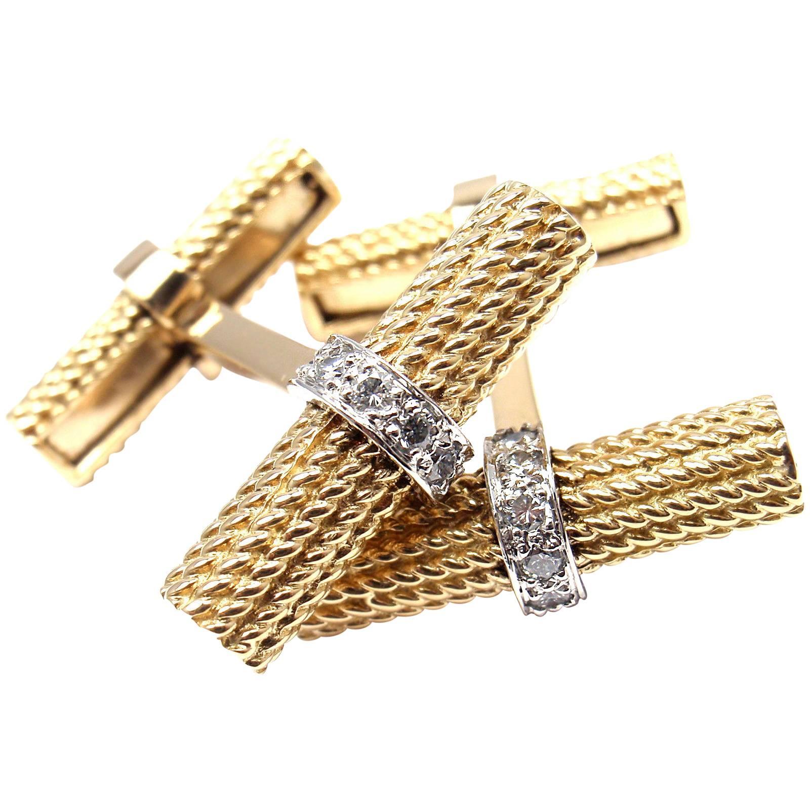 Tiffany and Co. Diamond Gold Cufflinks at 1stDibs