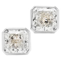 21ST Century Asscher Cut Diamond Platinum Stud Earrings