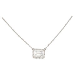 Alexander 2.49ct E VS1 Emerald Cut Diamond 18k White Gold Pendant Necklace