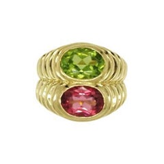 Bulgari Gold Ring with Peridot and Tourmaline