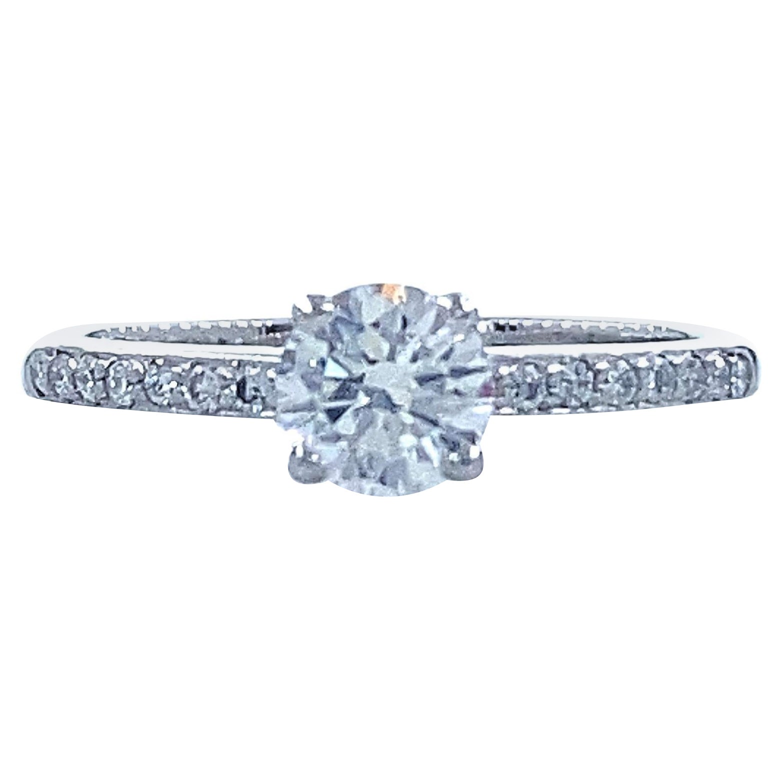 De Beers 0.68 tcw Forever Pave Round Brilliant Diamond Engagement Ring Platinum