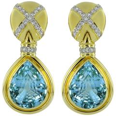 Antique Topaz Diamond Gold Drop Earrings