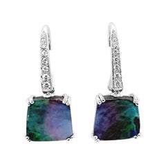 Australian 5.81ct Boulder Opal Earrings in 18K White Gold