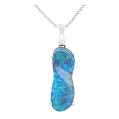 Australische australische Halskette mit 5,43 Karat Boulder-Opal-Anhänger aus 18 Karat Weißgold