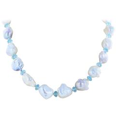 Baroque Pearl Aquamarine Necklace