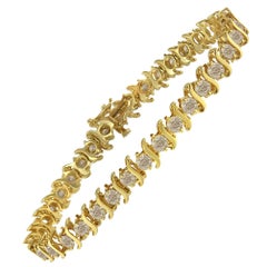 Yellow Gold-Plated Sterling Silver 7.00 Carat Diamond "S" Link Tennis Bracelet