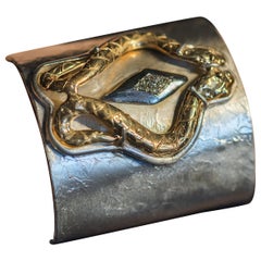 Brazalete Sensual Serpiente 0,20 quilates Diamante 24 quilates Plata de ley bañada en Oro