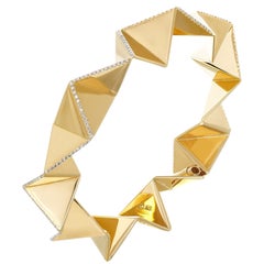 Rosior one-off Contemporary Diamond Bracelet Set in Yellow Gold