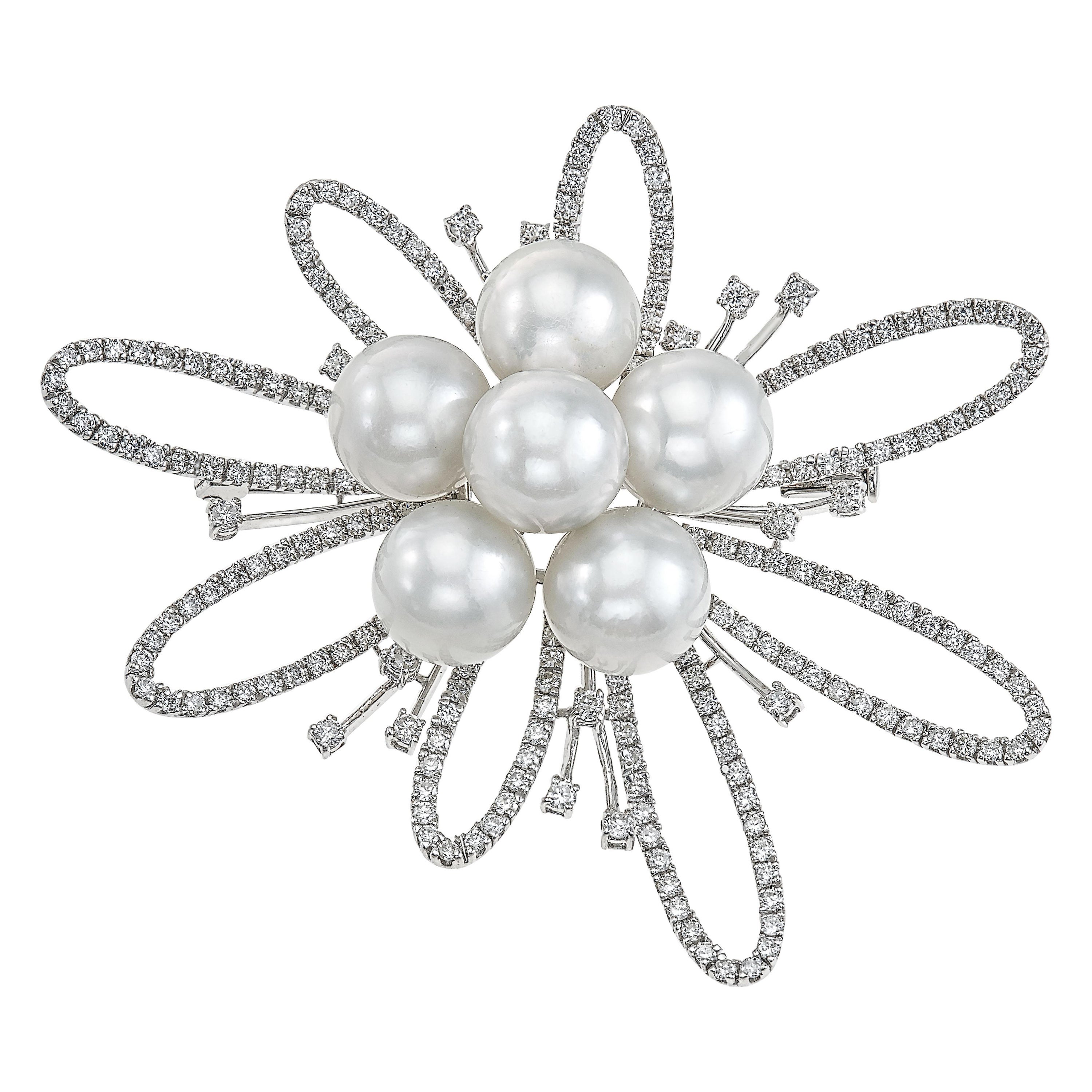 Antique Pearl and Diamond Brooch For Sale
