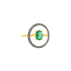 Floating Emerald and Diamond Dress Ring