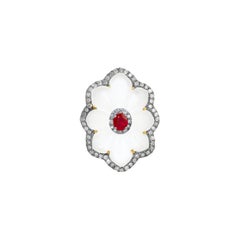 Mosaic Crystal Ruby Diamond Cocktail Ring