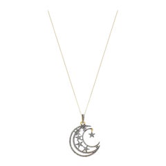 Moon and Stars Diamond Pendant