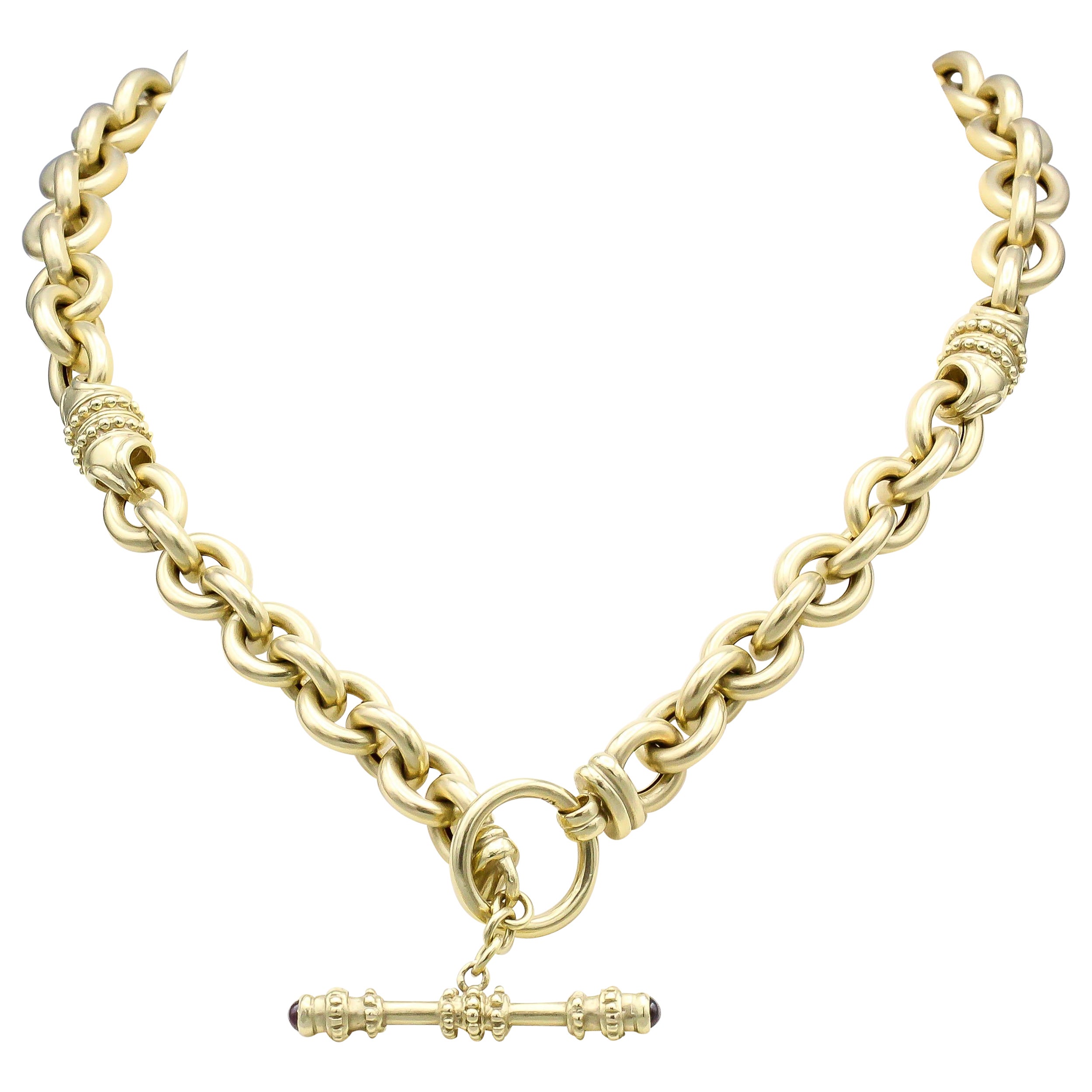 Estate Tourmaline 18 Karat Gold Toggle Link Necklace