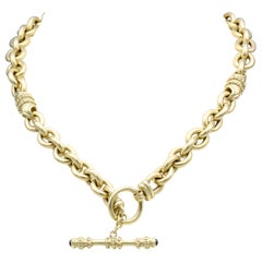 Estate Tourmaline 18 Karat Gold Toggle Link Necklace