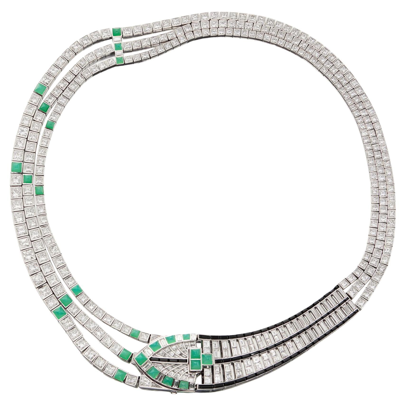 Tiffany & Co. Collier en diamants, chrysoprase et spinelles en vente