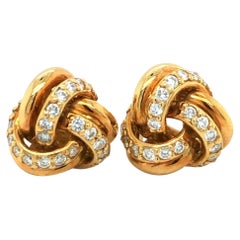 Tiffany & Co. 18 Karat Gelbgold Diamant-Ohrstecker mit Liebesknoten