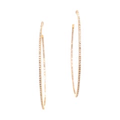 14K Diamond Thin In/Out Hoops in Yellow Gold