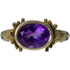 Unusual Amethyst Yellow and White Sterling Vermeil Ring