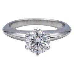 Tiffany and Co. Platinum Diamond Solitaire Engagement Ring .74ct Round G VS1