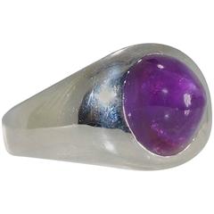 Natural No Heart Purple Star Sapphire Platinum Ring