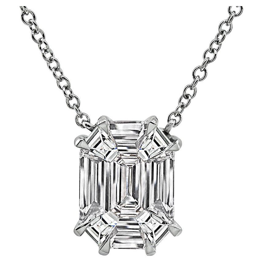 1.34ct Diamond Illusion Set Pendant Necklace