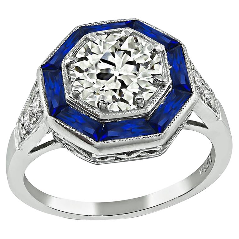 Bague de fiançailles en saphir et diamant de 1,30 carat