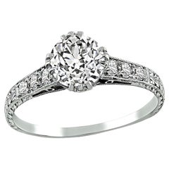 Verlobungsring mit GIA-zertifiziertem 1,01 Karat Diamant im Edwardianischen Stil