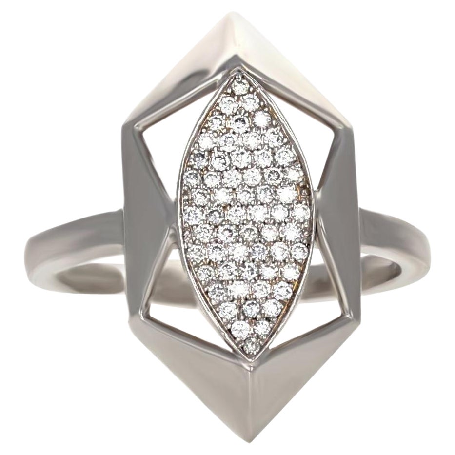 Catalina White Gold Ring 18kt Gold Pavé with Sparkling Diamonds For Sale