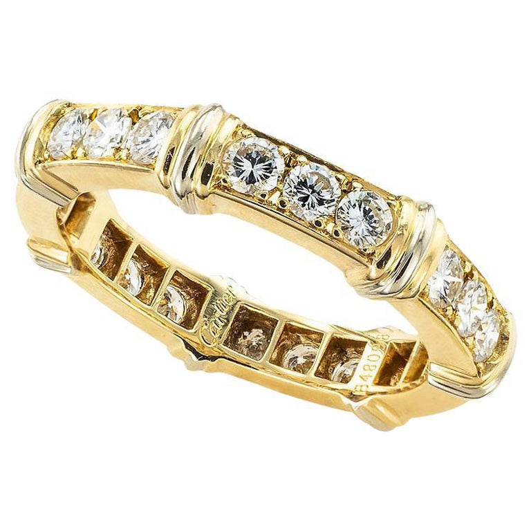Cartier Diamond Two-Tone Gold Eternity Ring Size 4.5 For Sale