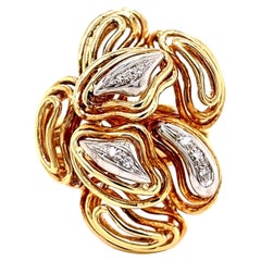 Vintage 18K Yellow Gold and Diamond Paisley Ring