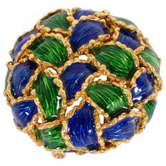 Vintage Fred of Paris Enamel Gold Brooch