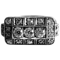 Antique Diamond Platinum Cluster Ring