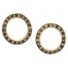 18KY Coin Earrings with Black and White Diamonds