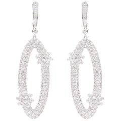 18 Karat White Gold 7.99 Carats Diamond Dangle Cocktail Earrings