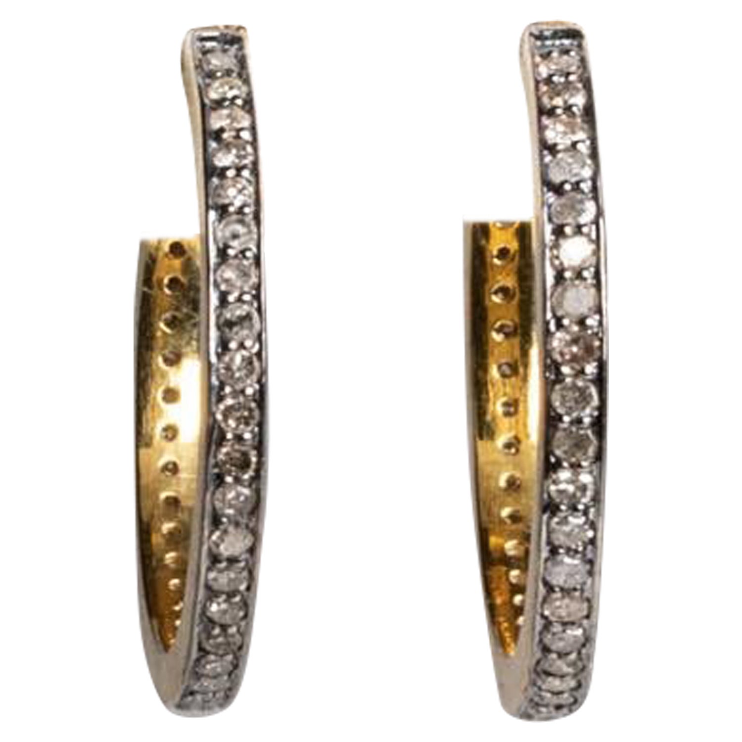 Diamond, Sterling and 18K Gold Hoops