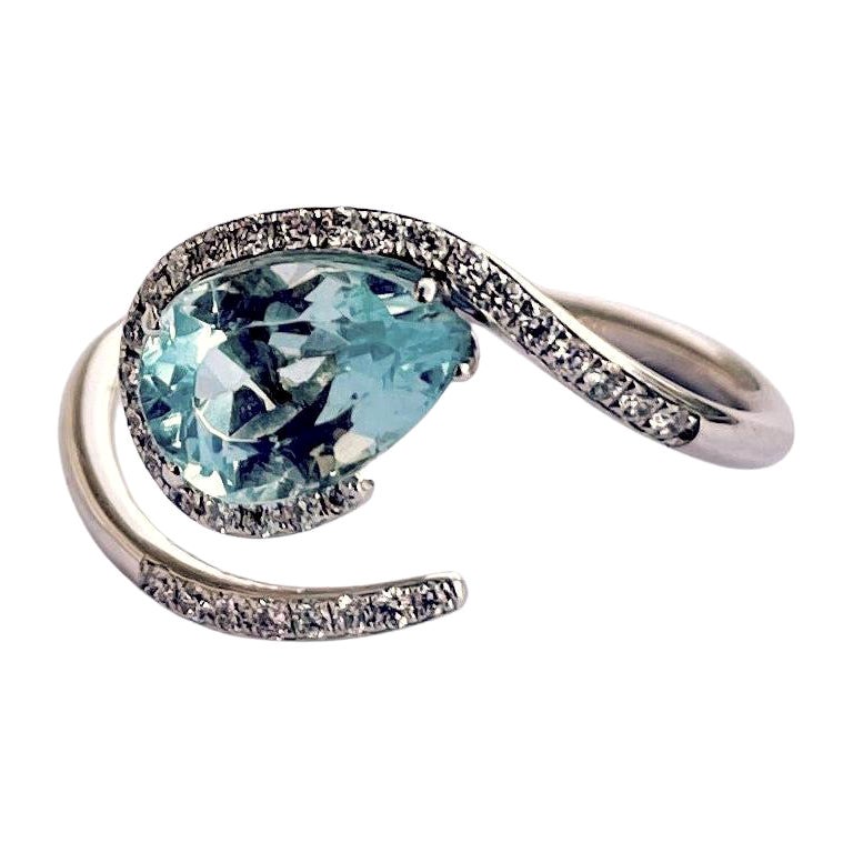 AsscherCut Intense Aquamarine and Diamond Ring at 1stDibs asscher