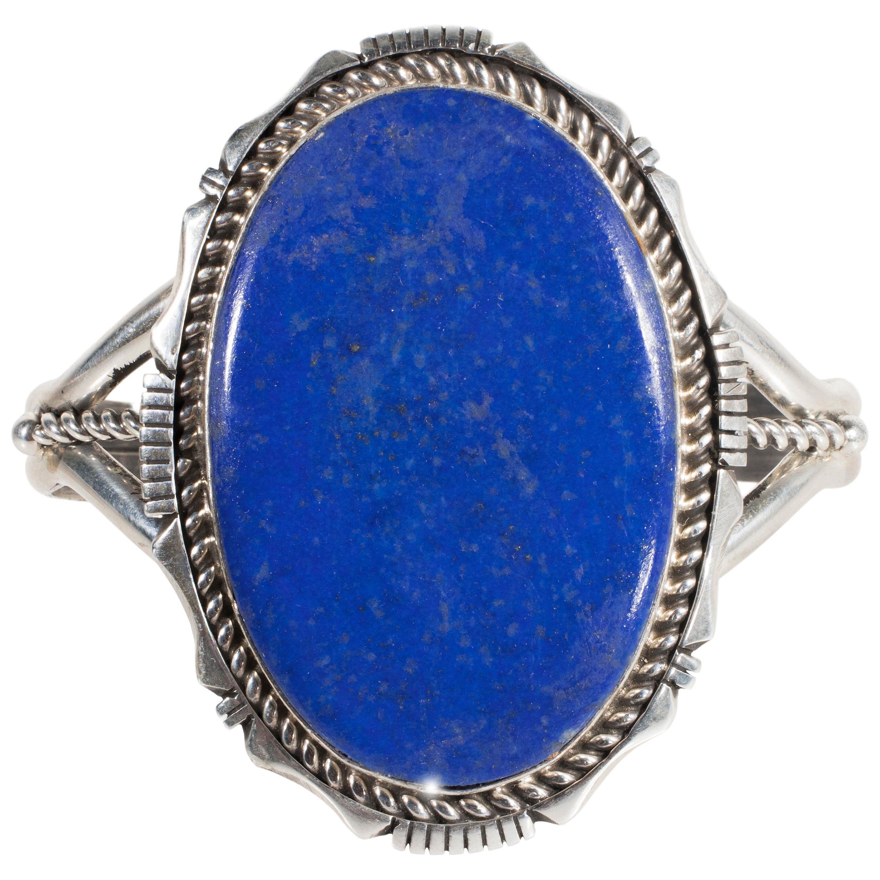 Navajo Lapis and Sterling Bracelet